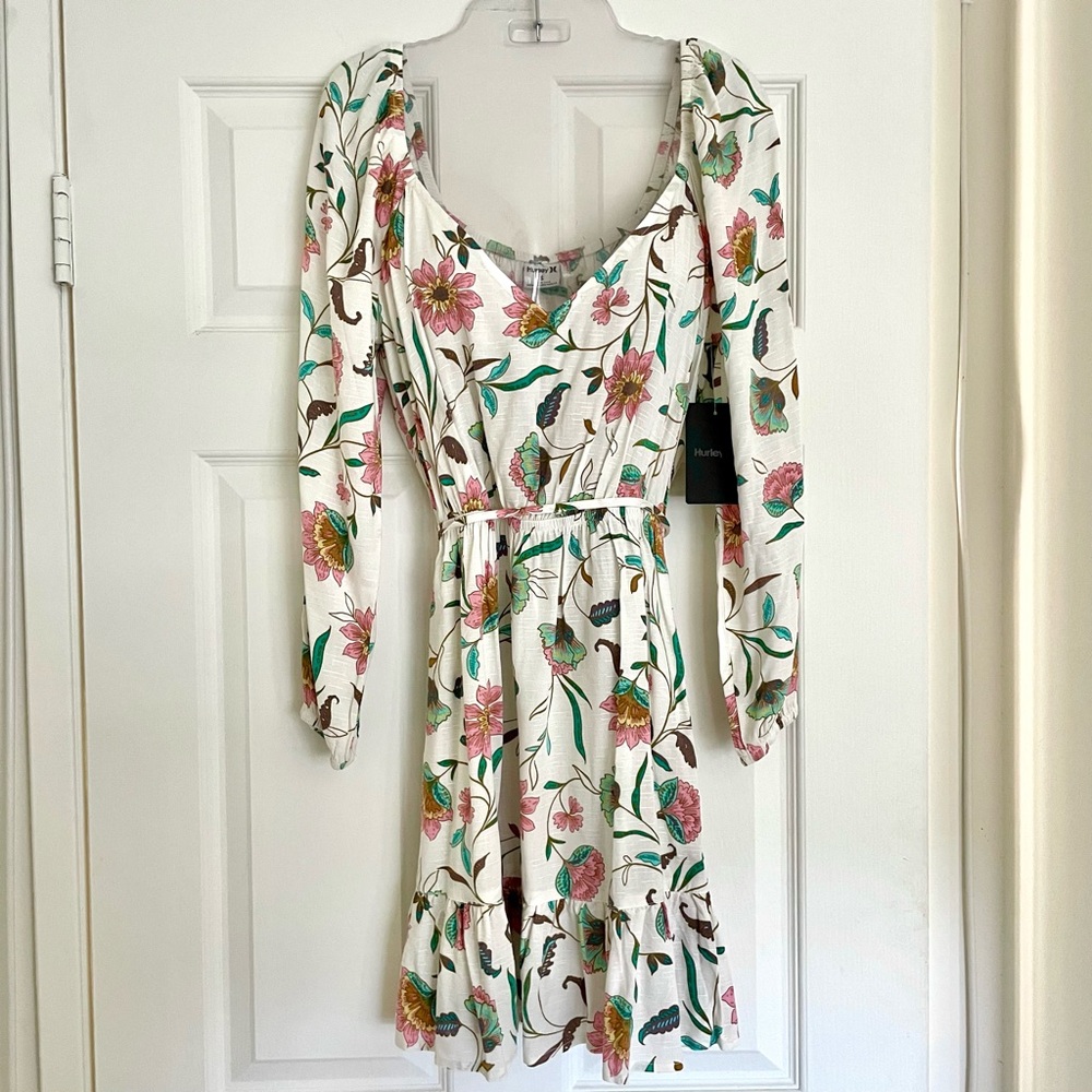 Hurley Ready To Party Floral Long Sleeve Dress